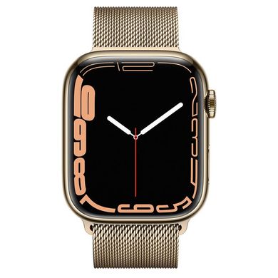 Apple Watch Series 7 4G 45mm Gold Stainless Steel Case with Gold Milanese Loop (MKJY3)