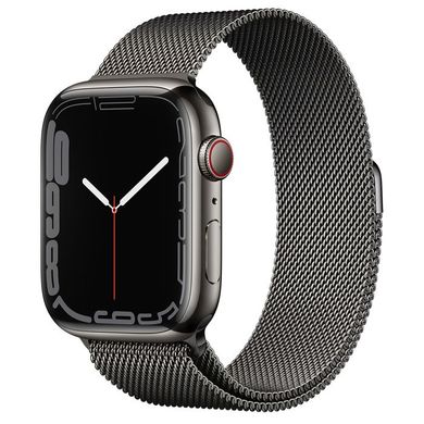 Apple Watch Series 7 4G 45mm Graphite Stainless Steel Case with Graphite Milanese Loop (MKJJ3)