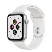 Apple Watch SE GPS 44mm Silver Aluminum Case with White Sport Band (MYDQ2), Белый